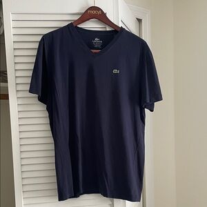 Lacoste Men's Navy V-Neck Short Sleeve Tee